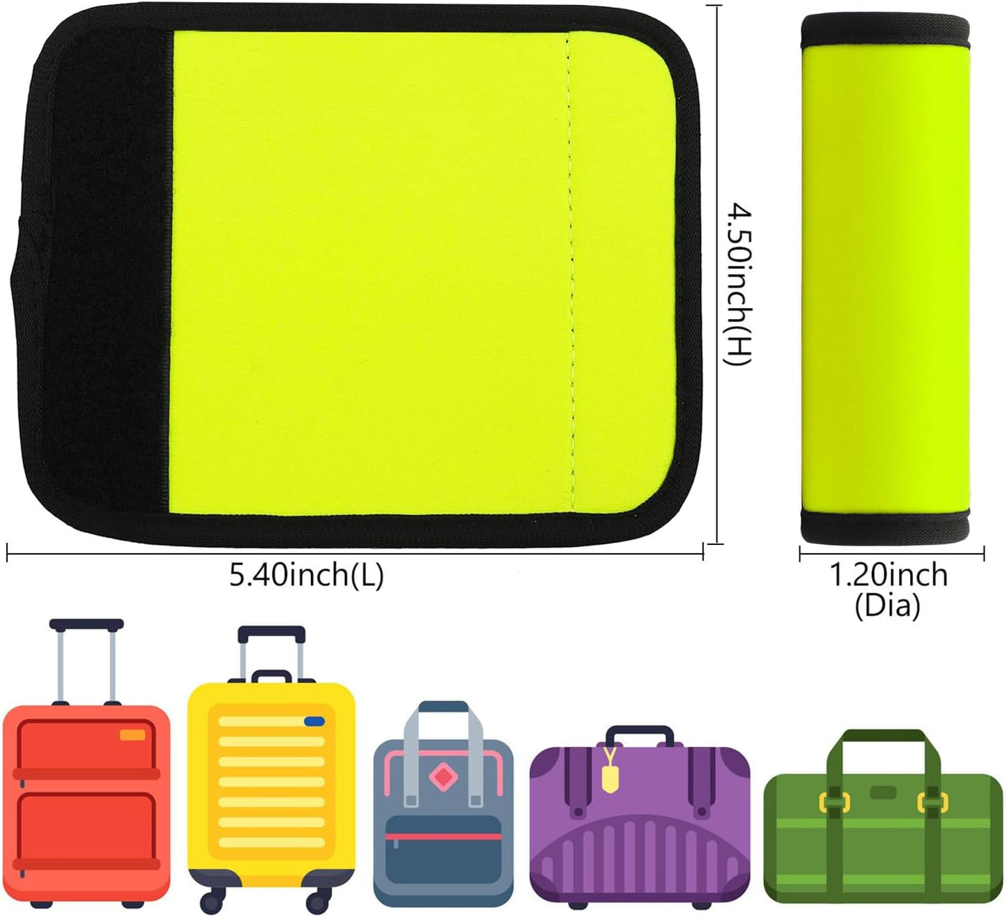 Luggage Handle Wrap 2 Pack Luggage Handle Wraps for Suitcase Bright Neoprene Luggage Handle Covers/Extender/Identifiers-Travel Accessories Must Haves (Yellow-2 Pack)