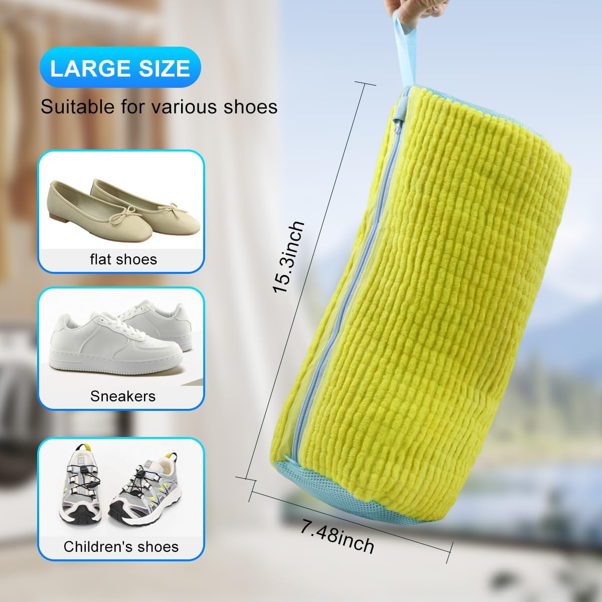 Reusable Shoe Washing Bag for Washing Machine - Simulate Hand Wash, Protect Shoes & Fit All
