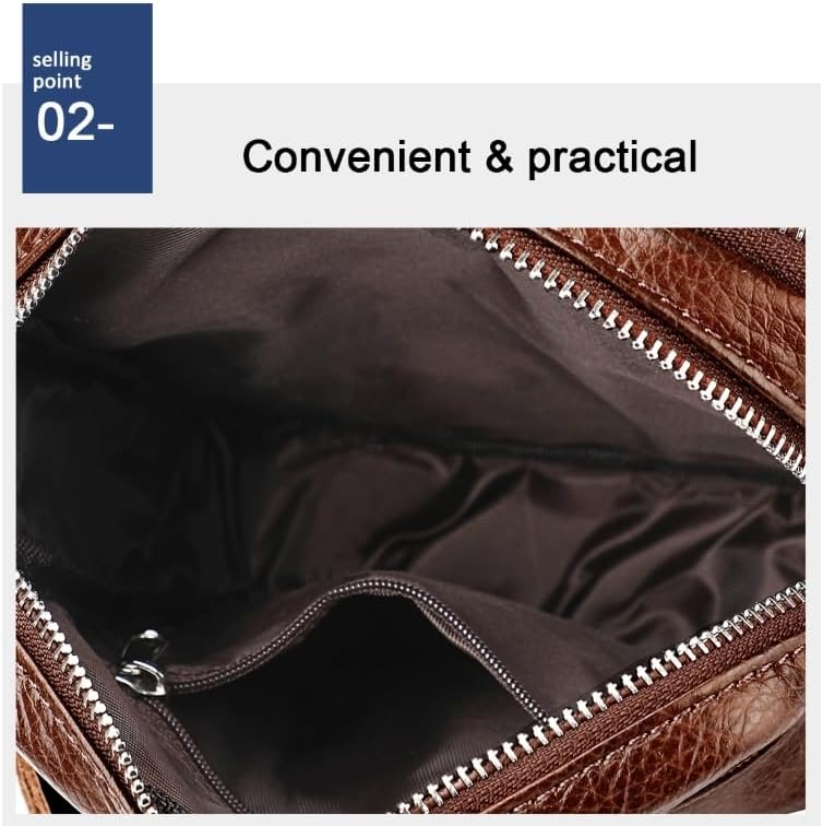 Men's Genuine Leather Crossbody Bag Large Capacity Casual Shoulder Bag for Daily Use