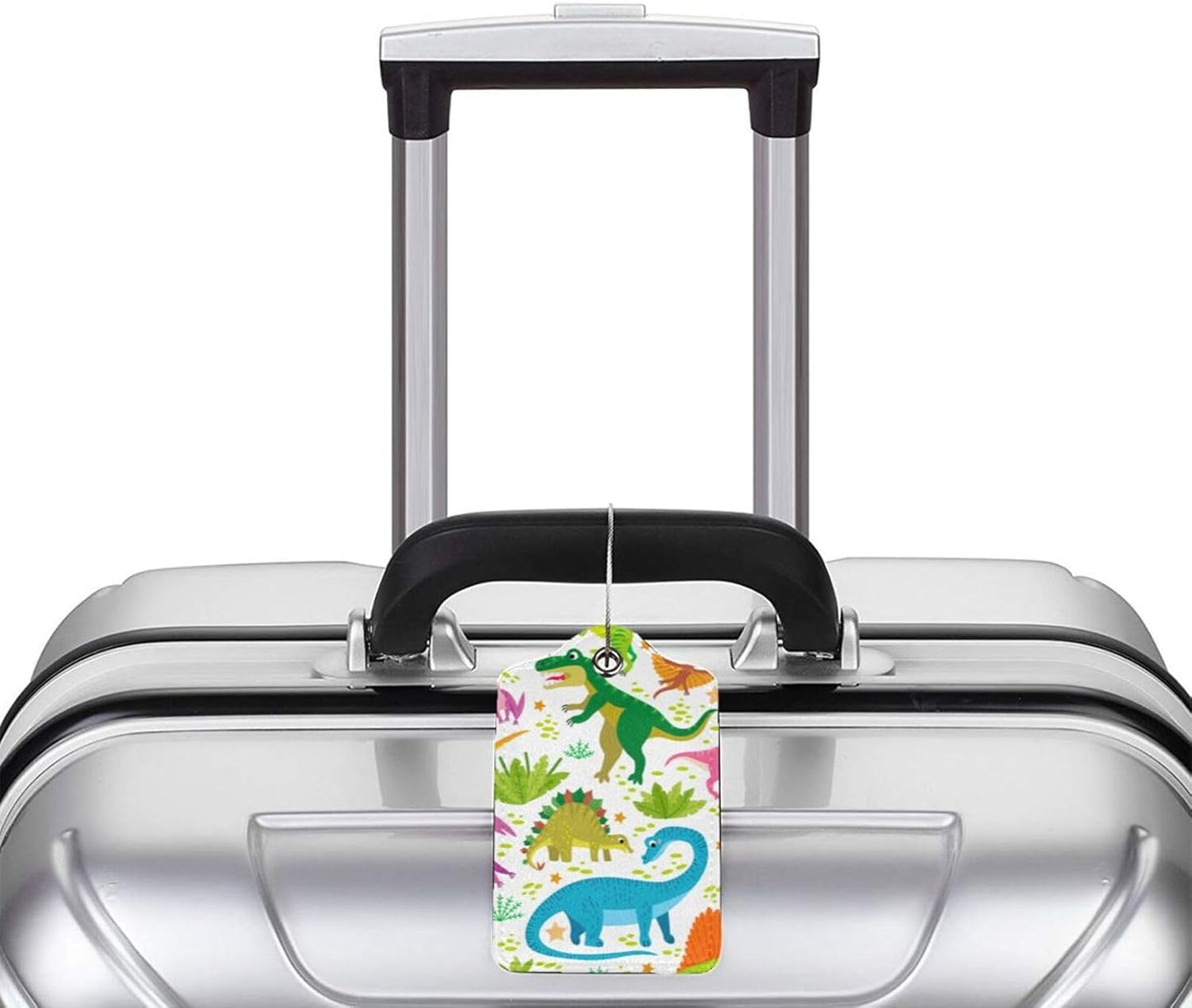2 Pcs Cute Dinosaur Luggage Tag for Suitcases, Cruise Ship Essential Travel Gift for Men Women Couple Kids Boy Girl Children, Dinosaur Party Decorations Supplie, Funny Dino Christmas Birthday Gift