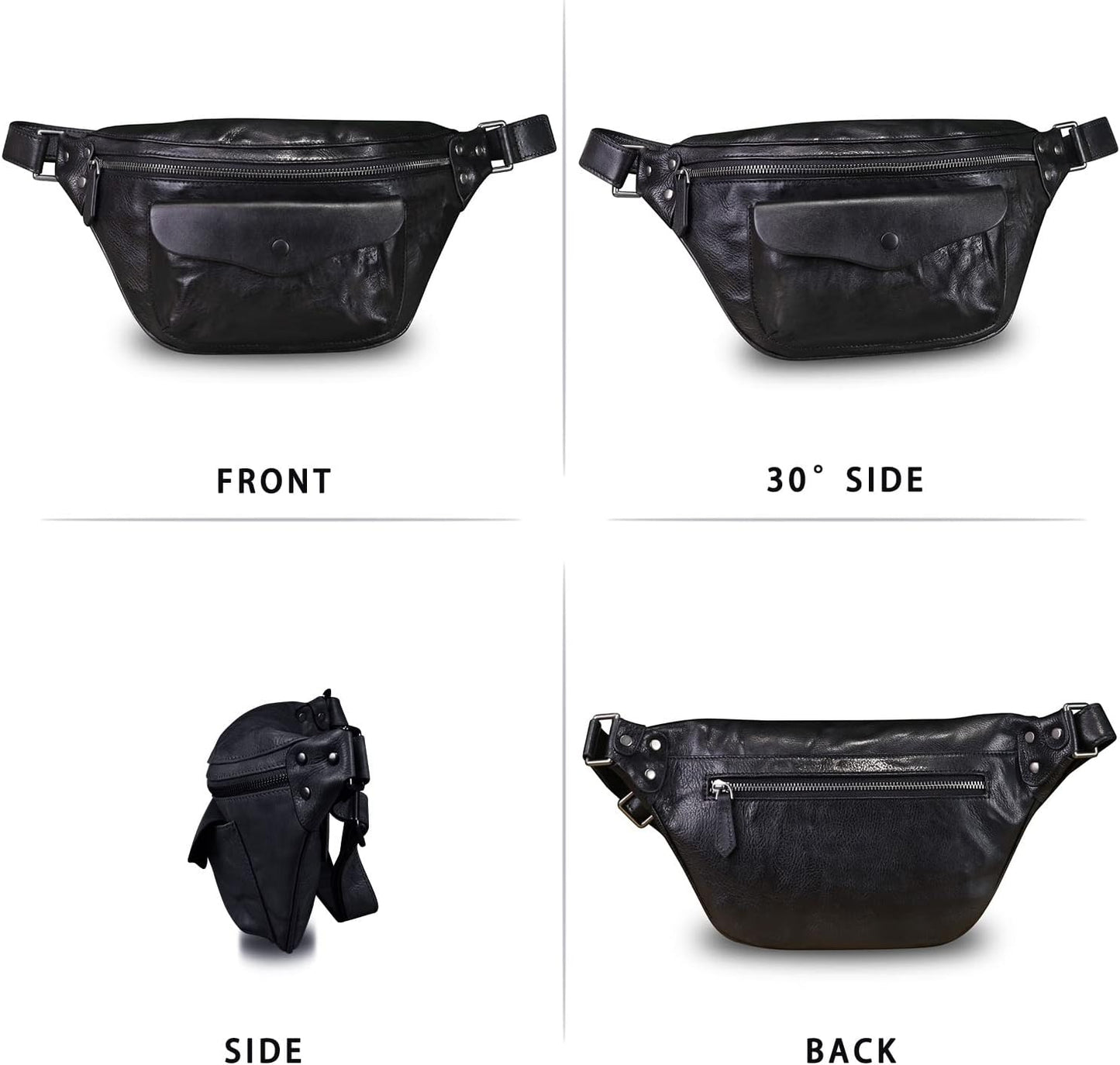 Genuine Leather Fanny Pack for Women and Men Vintage Real Leather Sling Bag Crossbody Bag Fashion Waist Bag Chest Purse