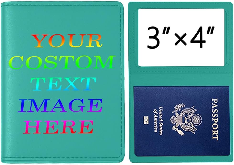 Personalized Passport Holder – Custom Name or Logo, PU Leather Travel Wallet for Men & Women, Fits Passport, Compact Travel Accessory Gift (Green)