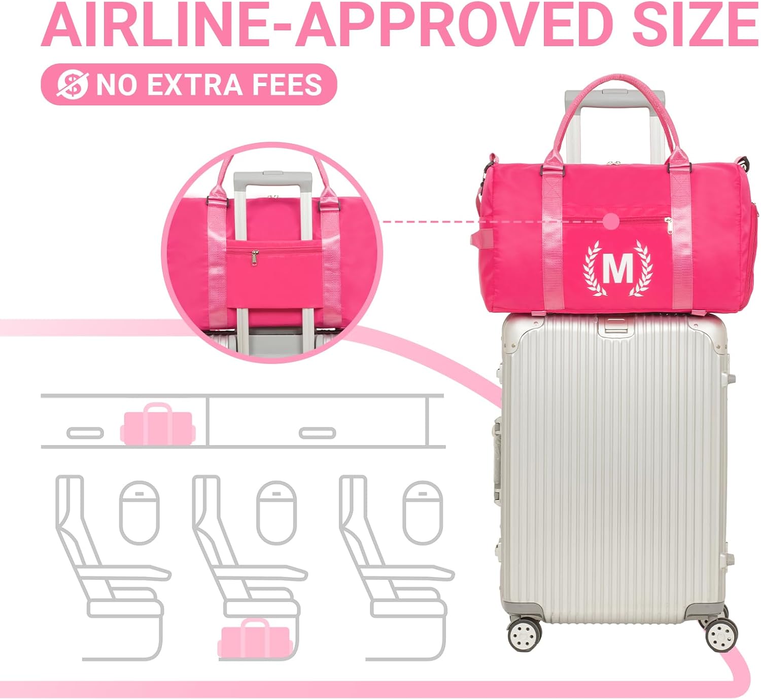 Gym Bag for Women, Personalized Duffle Bag with Shoe Compartment, Sports Bag for Yoga & Dance with