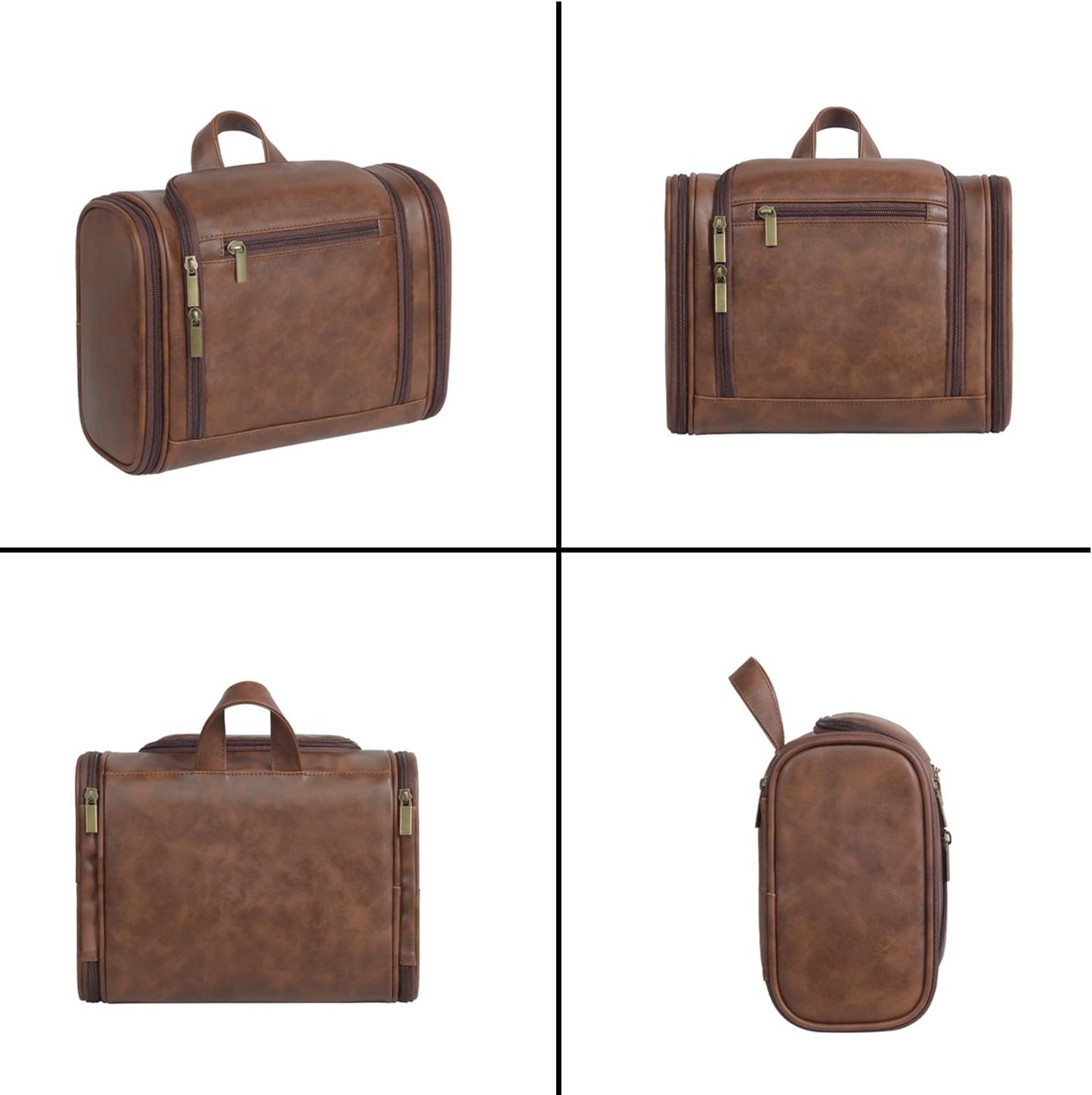 Personalized Leather Toiletry Bag for Women and Men Hanging Makeup Bag Travel Dopp Kit Bathroom Shaving Bags Gift for Fathers Men Boyfriend