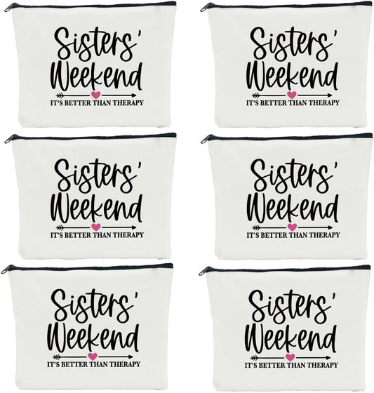 6 Pcs Girls Weekend Gifts for Women Girls Trip Gifts Favors Makeup Bag Cosmetic Bag Bestie Gifts Weekend Bag Coin Purse for Female Lady Girl Friend Coworker Travel Vacation Christmas Birthday