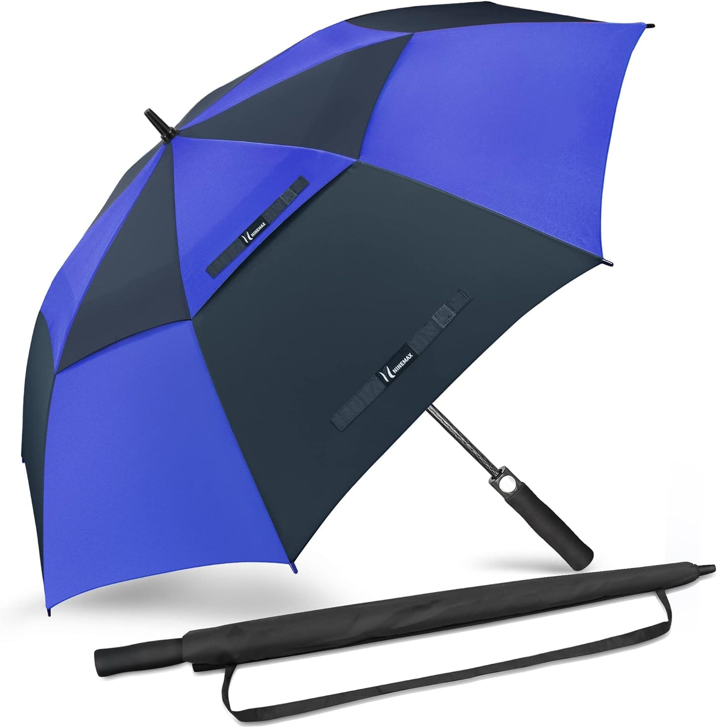 NINEMAX Golf Umbrella 51/54/62/68 Inch Automatic Open, Large Double Canopy Vented Oversize Stick Umbrellas Extra Large Windproof Waterproof for Rain