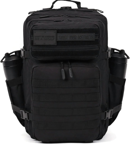 WOLFpak 45L Athletic Gym Backpack - Durable 1000D Waterproof Oxford Material with MOLLE Webbing, Laptop Pocket & Dual Cup Holders, Durable Fitness/Travel/Military Daypack (Nightshade Edition)