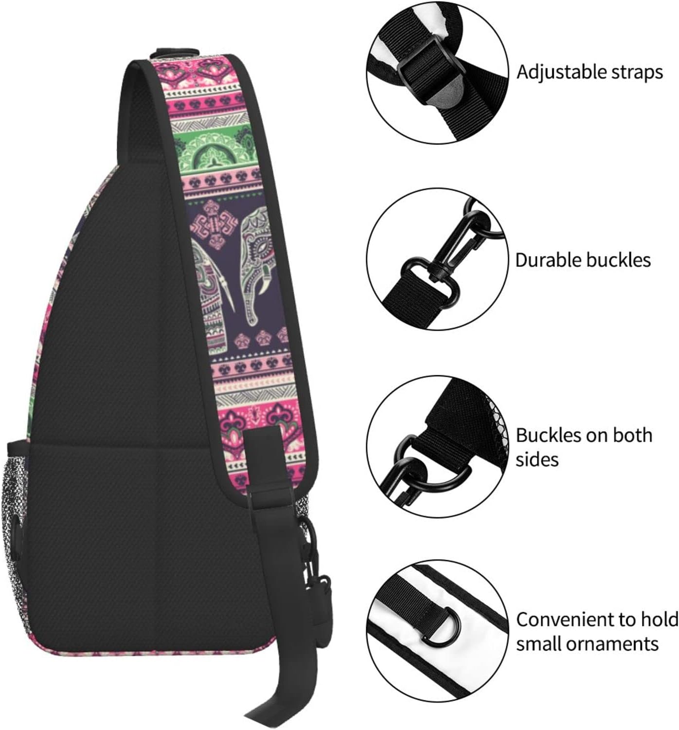 Elephant Sling Bag Crossbody Travel Hiking Chest Backpack Shoulder Daypack for Women Men