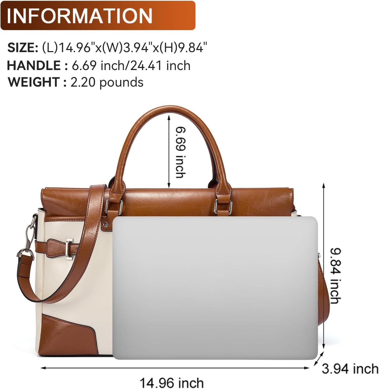 BOSTANTEN Briefcase for Women Leather Laptop Bag 15.6 inch Computer Messenger Office Business Work