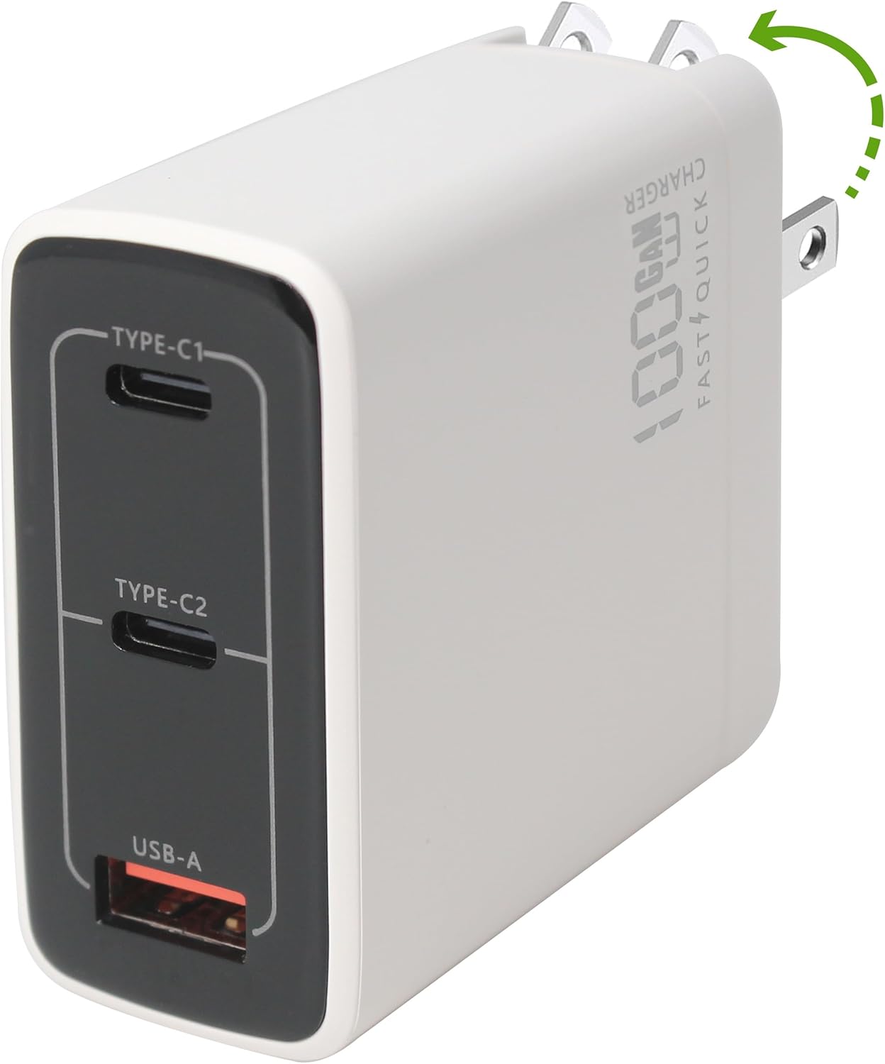Fast 100W Dual USB-C Plus USB-A Charger - GaN Power Delivery - Fast Compact Power Adapter for Laptops, Smart Phones, Tablets and Thousands of Other Devices (White, 100W)