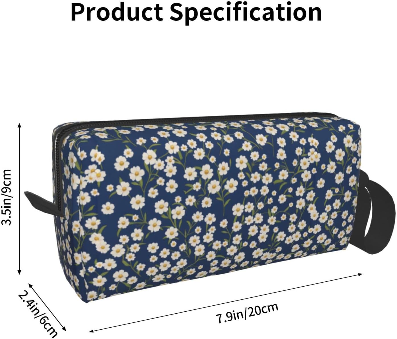 White Daisy Makeup Bag Small Compact & Durable Flowers Travel Cosmetic Bag Organizer Oxford Fabric Multi-Purpose Storage Perfect for Travel, Gym, Daily Use