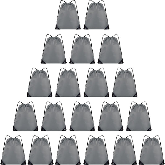 20 Pieces Drawstring Backpack Bulk Cinch Sackpack Ployster Drawstring Bags for Gym Party Trip(Grey)