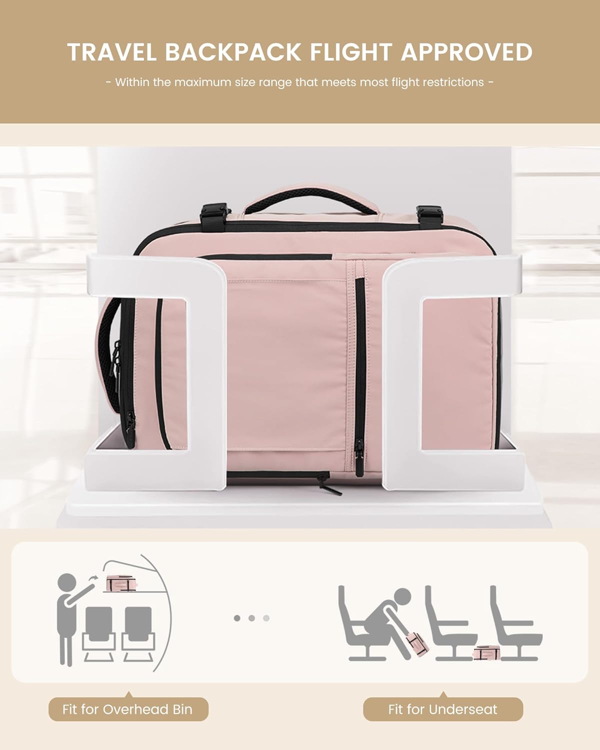 LOVEVOOK Travel Backpack for Women & Men, Large Carry On Backpack Airline Approved, Personal Item Laptop Backpacks, 4PCS