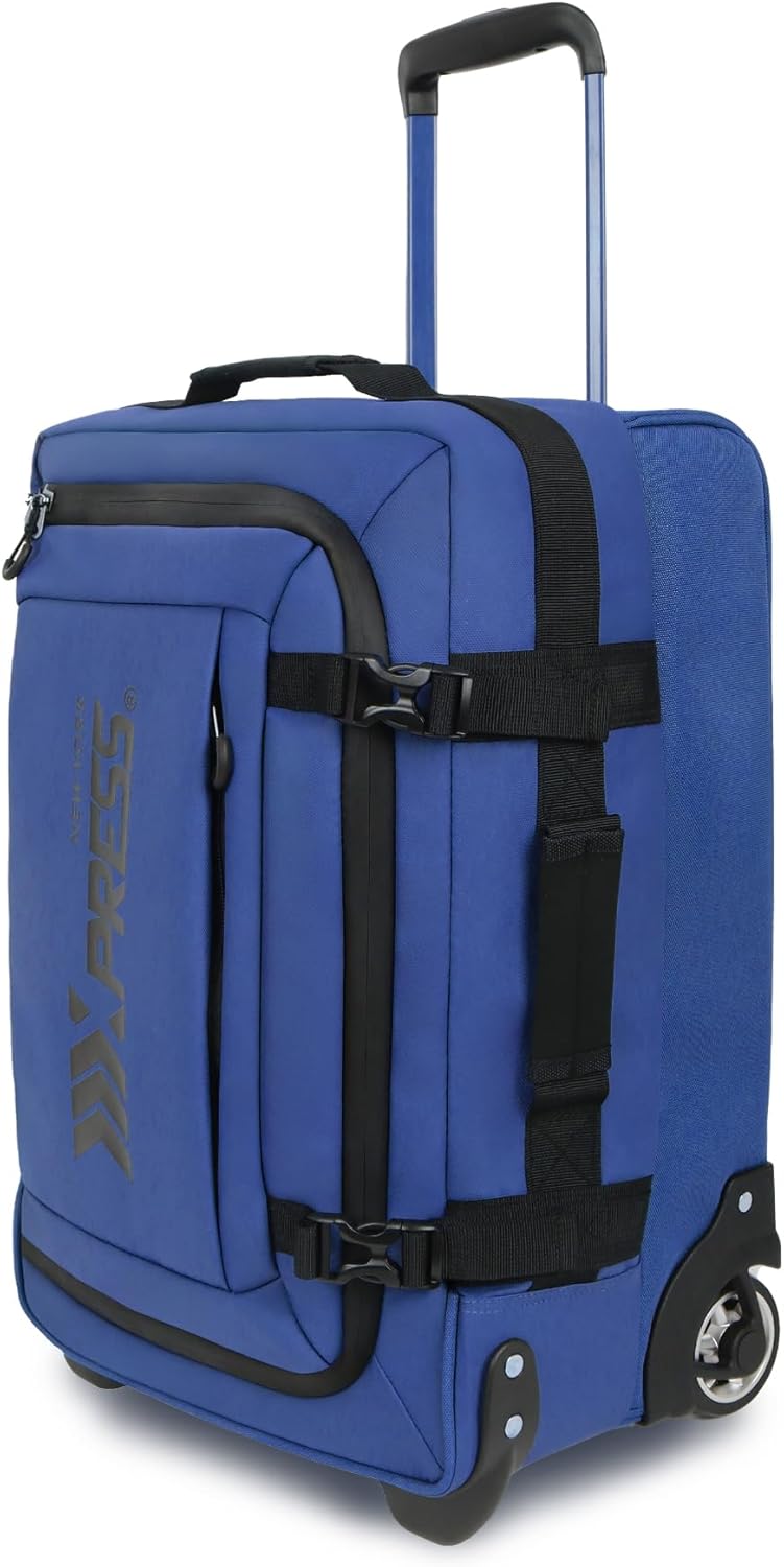 20'' Rolling Duffle Bag w/Wheels,Rolling Duffle Bag w/Handle,Carry on Luggage Travel Duffle Bags for Man Women（20,Blue）