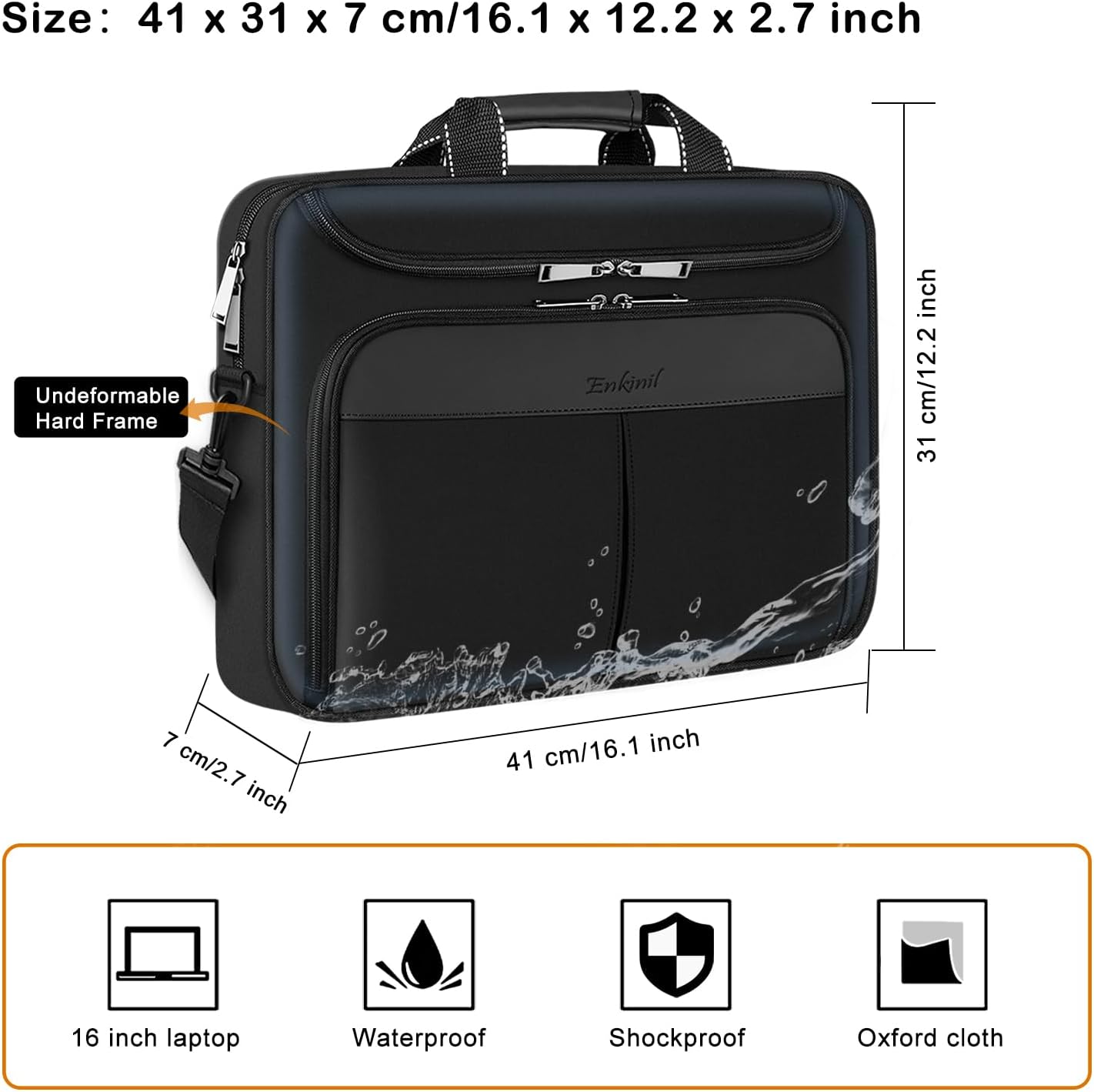 15.6-16.2 inch Waterproof Protective Laptop Messenger Briefcase with Adjustable Shoulder Strap Men