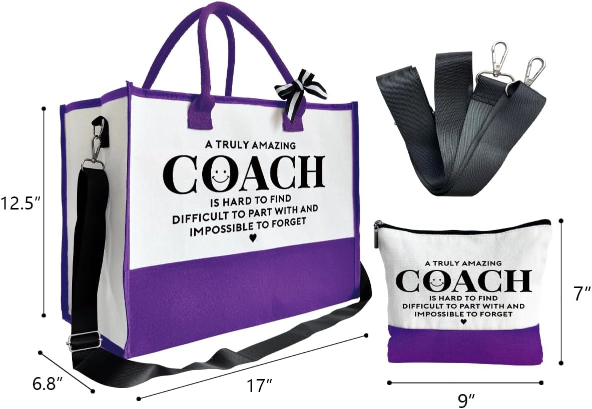 Amazing Coach Tote Bag, Women's Canvas Handbags, Shoulder Beach Bag, Thank You Gift for Female Coach, Gifts for Female Coaches, Canvas Tote Bag With Zipper, Makeup Bag I1