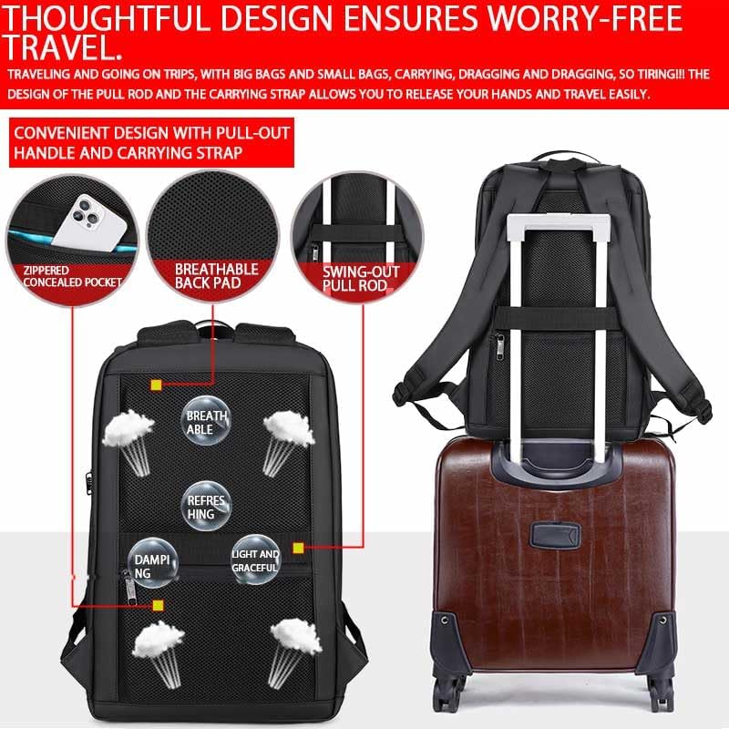 Shockproof Waterproof Laptop Backpack, 17-Inch Anti-Scratch Travel Backpack with Large