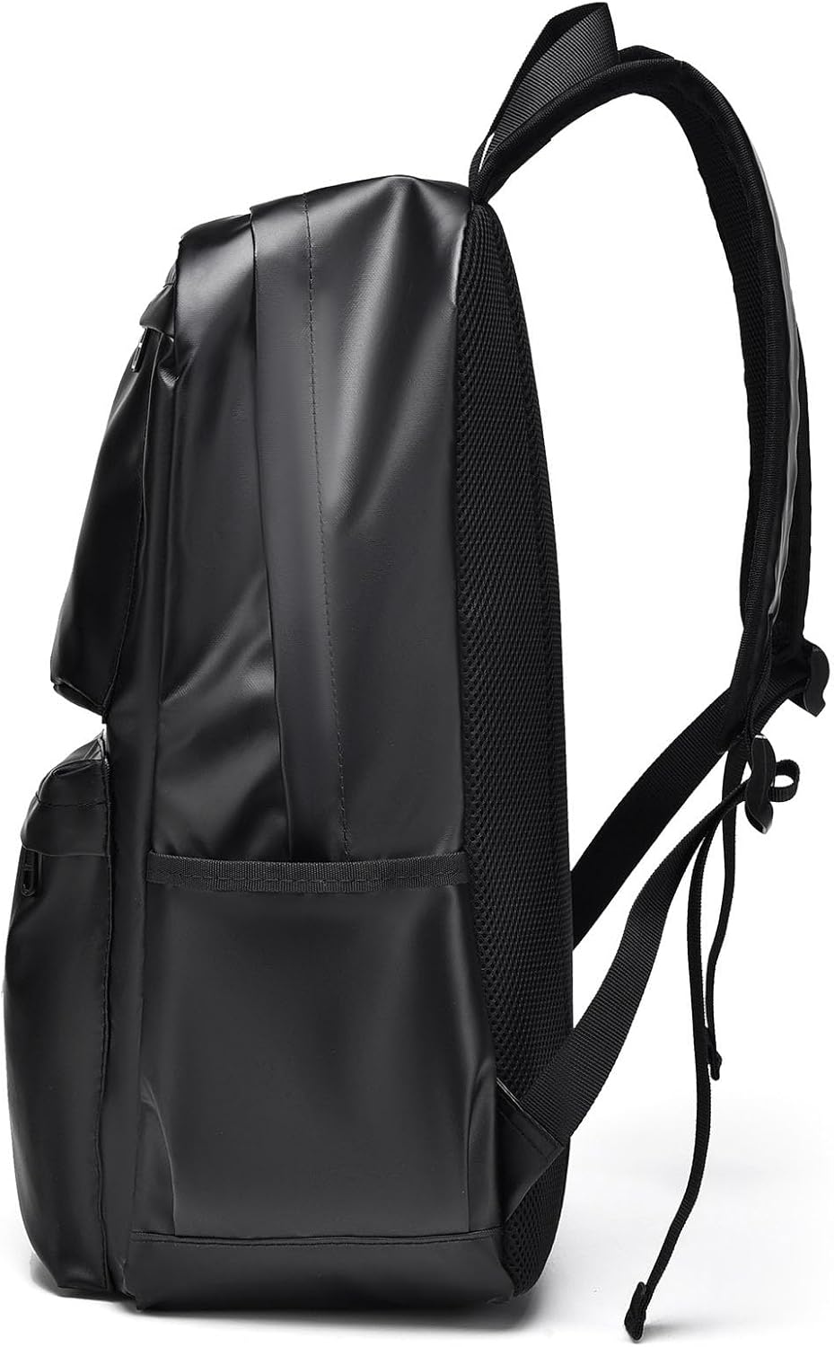 Mens Leather Laptop Backpack,16.1 inch Laptop Bag, Waterproof Business Travel Hiking Daypack Backpack (Black)