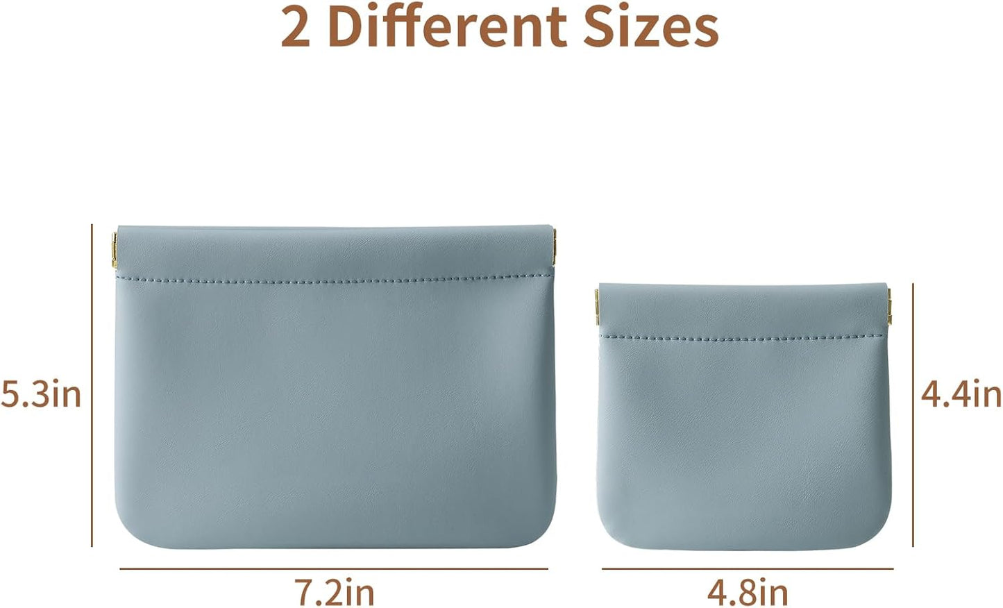 2 Pack Small Makeup Bag for Women, New Organosilicon Super Fiber Leather Mini Cosmetic Bag for Travel, Coin Purse Organizer Storage Pouch (Blue)