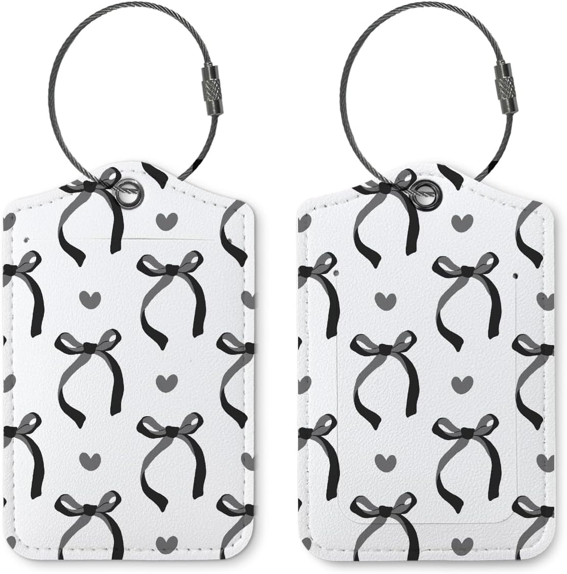 Coquette Black Bow Luggage Tags for Suitcases, Cute Luggage Tags for Women, Preppy Gifts, Cute Trendy 2 Pack Luggage Tag for Travel, Teen Girls Gifts Suitcase Tags