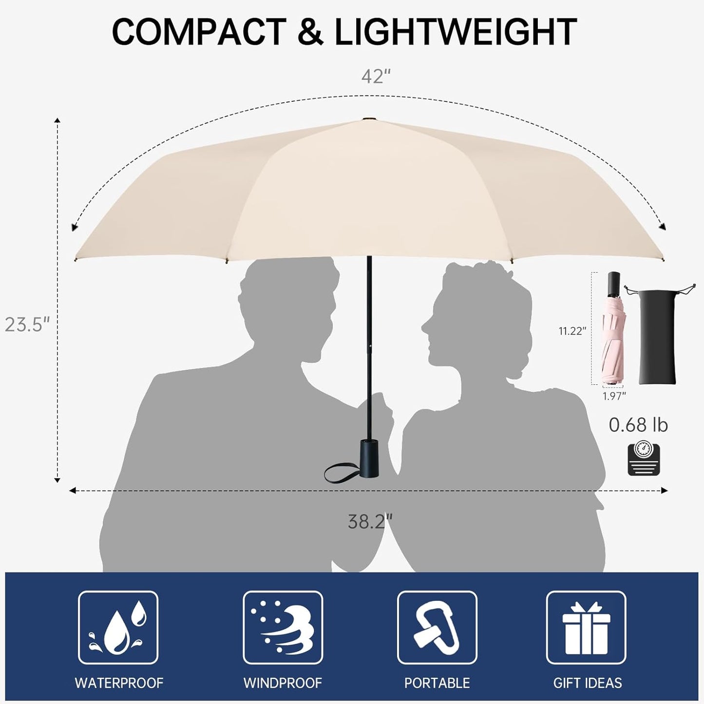 Compact Travel Umbrella, Small Pocket Mini Umbrella for Purse Wallet, UV Sun Rain Umbrellas for Backpack, Portable Folding Umbrellas for Women Kids