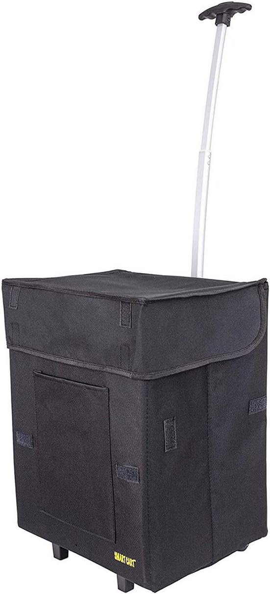 dbest products Bigger Smart Cart, Black Collapsible Rolling Utility Cart Basket Grocery Shopping