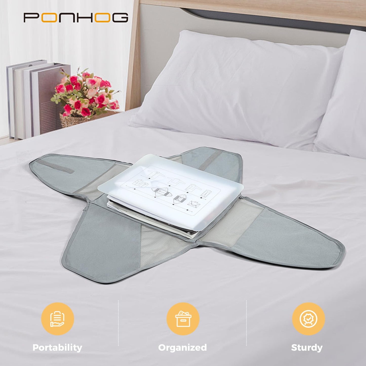 Ponhog Garment Folder for Travel Grey