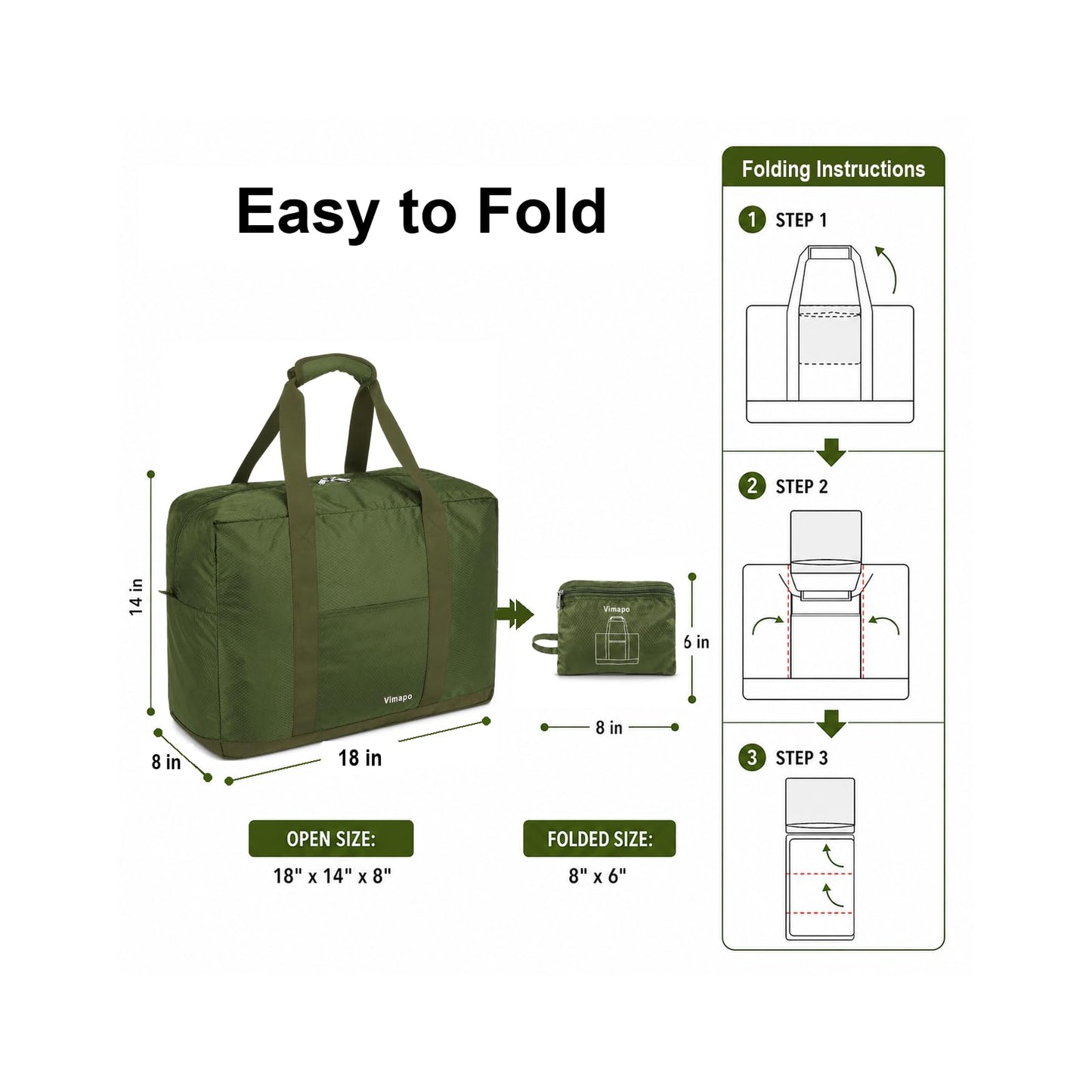 Vimapo Foldable Travel Duffle Bag with Trolley Sleeve 40L Travel Bag