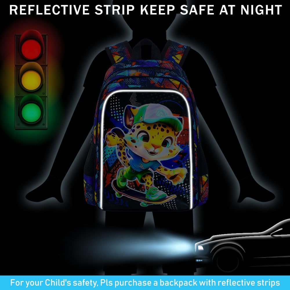 3PCS Dinosaur Backpack for Boys, 16 Inch Kids Water Resistant Preschool Elementary Kindergarten Bookbags and Lunch Box