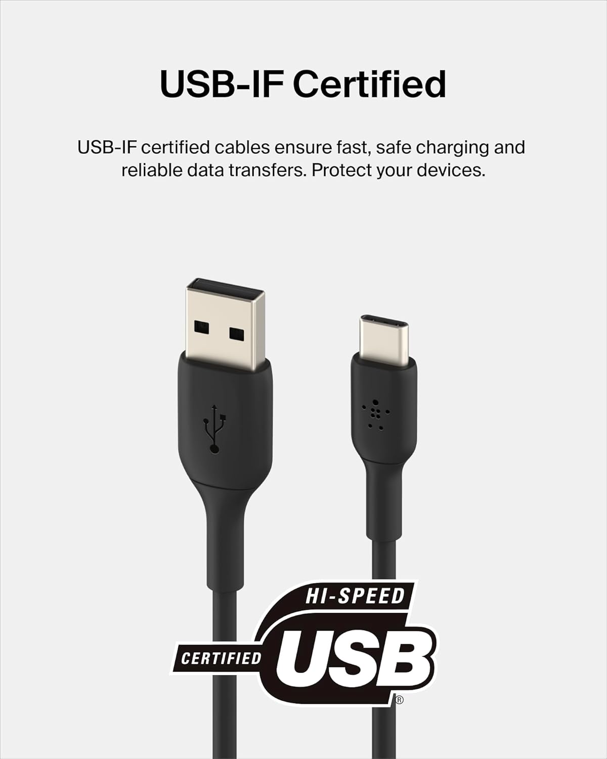Belkin USB A to USB C Cable, 9.9ft, 15W - Type C Charger, iPhone Charger Cord, Soft, Braided, Flexible for iPhone 16 & 15, Galaxy S25, Pixel 9, iPad Pro, Airpods Pro, Switch & More - Black