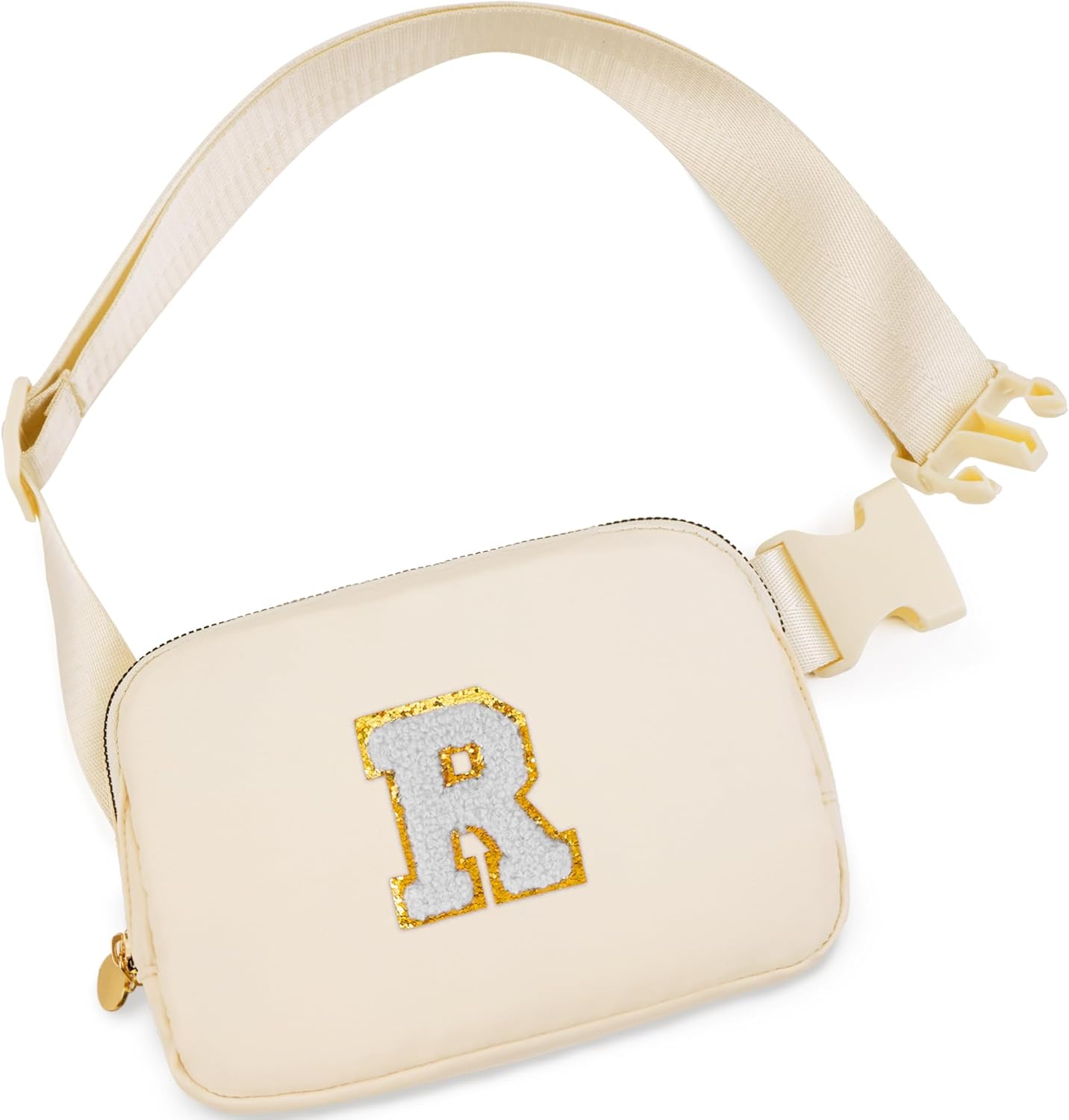 Belt Bag Fanny Pack Crossbody Bags with Initials Cute Stuff Birthday Gifts for Teenager Girls Trendy Stuff for Teens - White R,Khaki Bag