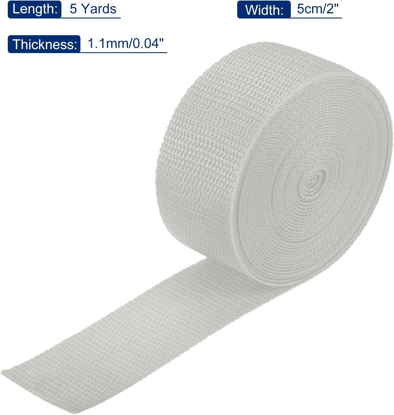 MECCANIXITY Lightweight Polypropylene Webbing Strap 2" 5 Yard Backpack Strapping Band Pale Grey for