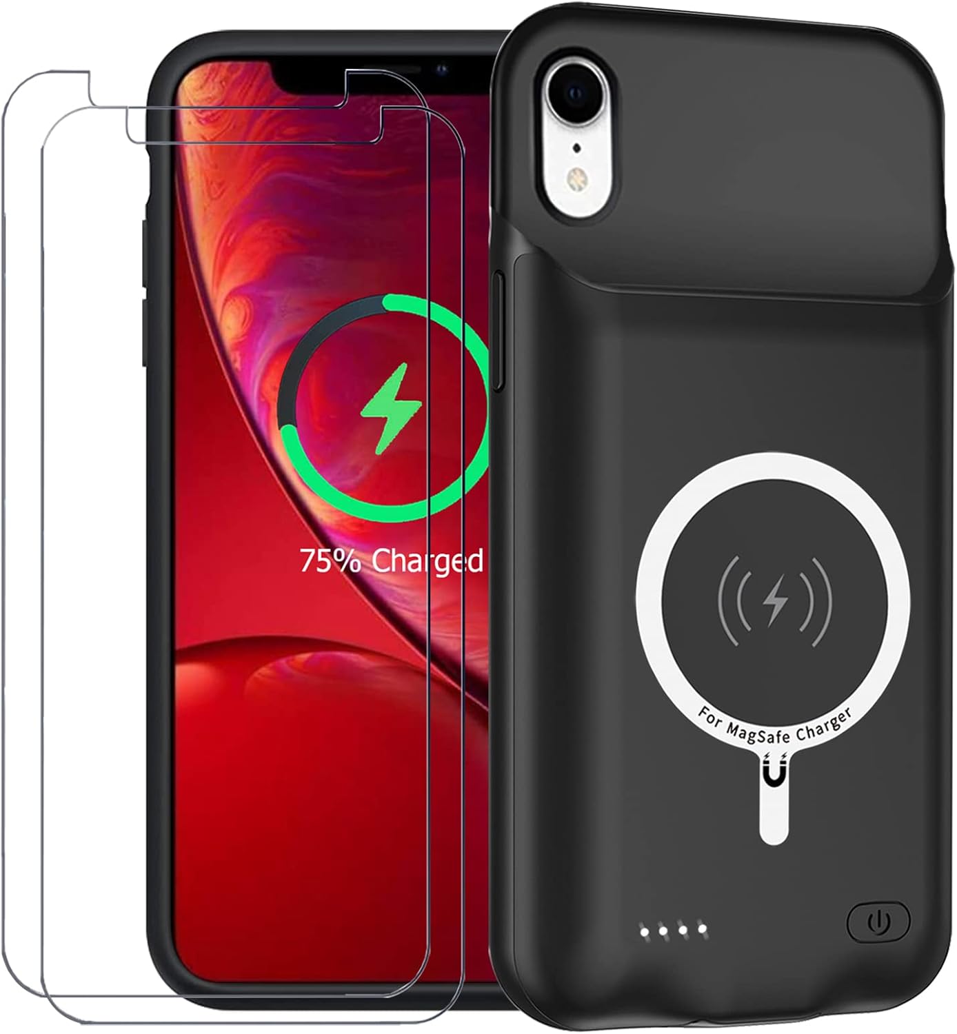 Battery Case for iPhone XR, Enhanced 10000mAh Portable Protective Smart Wireless Charging Case Support Carplay Compatible with iPhone XR (6.1 inch) Rechargeable Extended Battery Charger Case (Black)