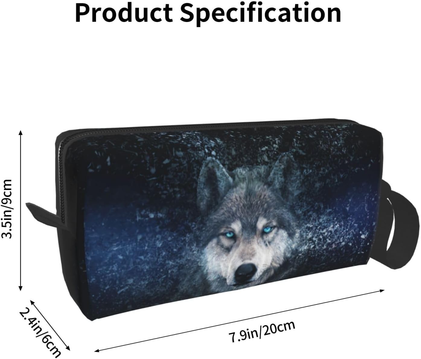 Majestic Wolf Midnight Makeup Bag Small Compact & Durable Travel Cosmetic Bag Organizer Oxford Fabric Impact-Resistant Multi-Purpose Storage Perfect for Travel, Gym, Daily Use