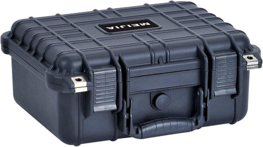 MEIJIA Portable All Weather Waterproof Protective Case,Hard Case,Camera Case With Customized Fit Foam,Fit Use of Drones,Camera,Equipments,Pistols,Elegant Black,13.35 x11.63x5.98inches