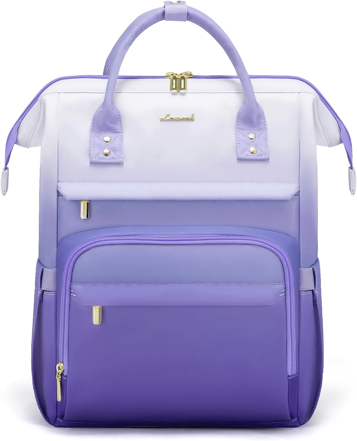 LOVEVOOK Gradient Laptop Backpack for Women,15.6 Inch Work Computer Bakcpack Purse Laptop Bag With Anti-Theft Pocket,Waterproof Carry on Teacher College Backpack for Travel,Purple-White