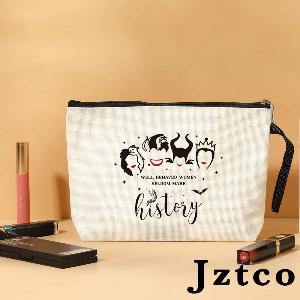 Maleficent Witch Stuff Villains Fans Gifts for Women Best Friend Witchcraft Bag Evil Queen Makeup Bag Inspirational Gifts for Her Girls Adults - Well Behaved Women Seldom Make History
