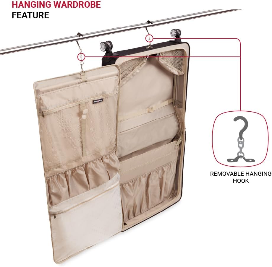 SwissGear 7895 Premium Rolling Garment Bag, Black, 24" Spinner Edition