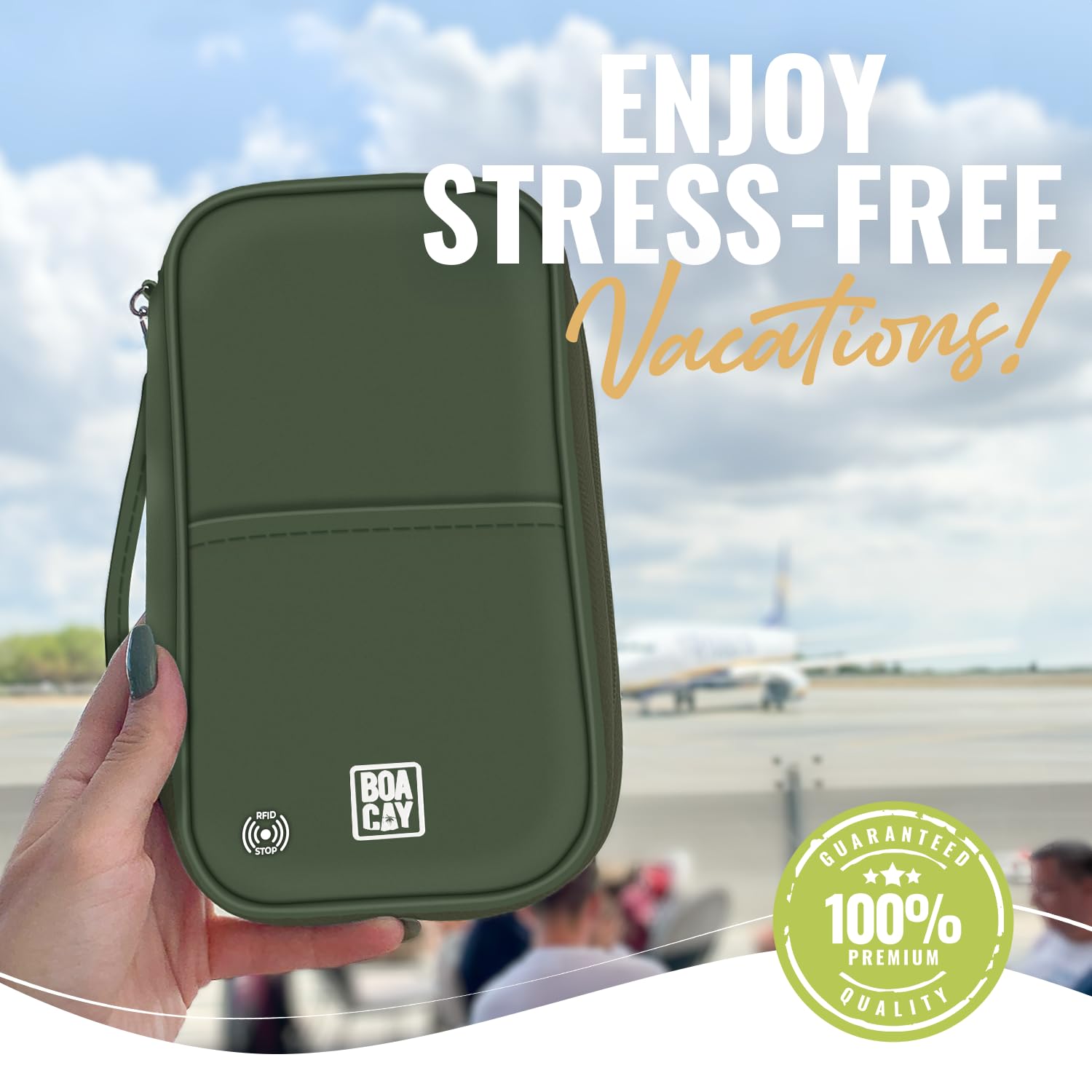 BOACAY Travel Document Organizer with RFID, Family Passport Holder, Wallet for Women & Men
