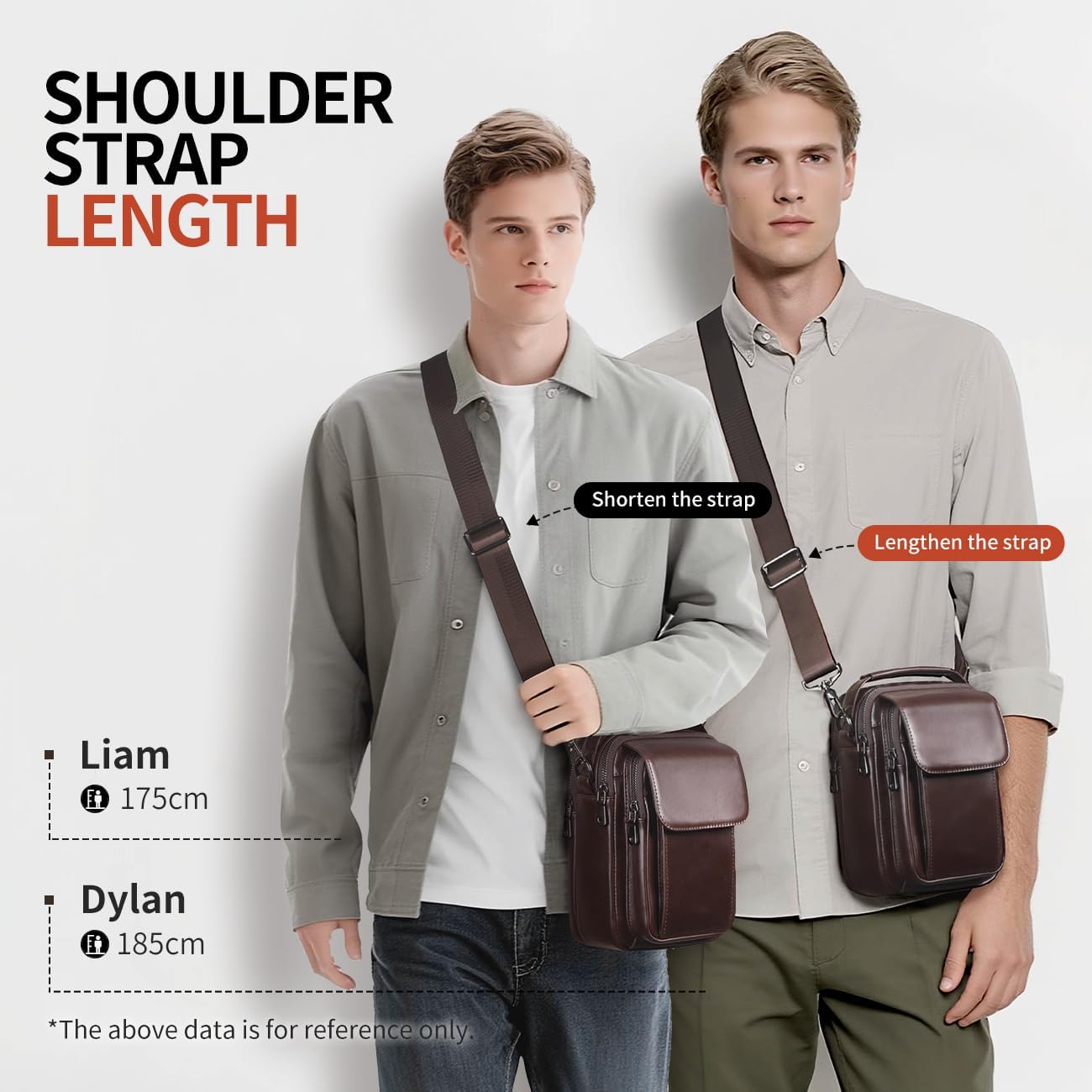 Augus Leather Small Messenger Bag For Men Crossbody Handbag Shoulder Sling Travel Bags for Men Purse Daypack Magnetic Buckle