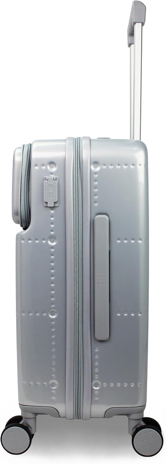 World Traveler Dejuno Smart 20-Inch Carry-On Luggage with USB Ports - Silver