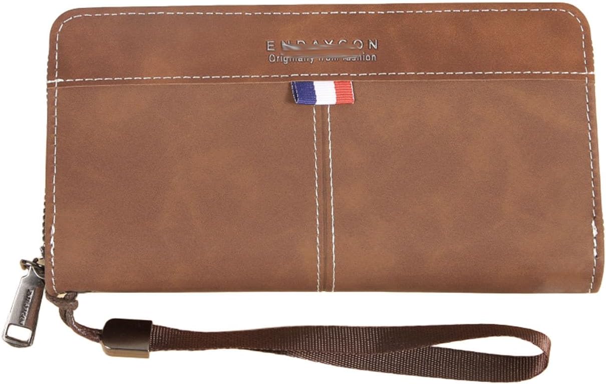 Men's Vintage Leather Wallet - Bifold Wallet for Travel, Minimalist Design with Card Slots & Cash Pocket (Coffee,ONE)