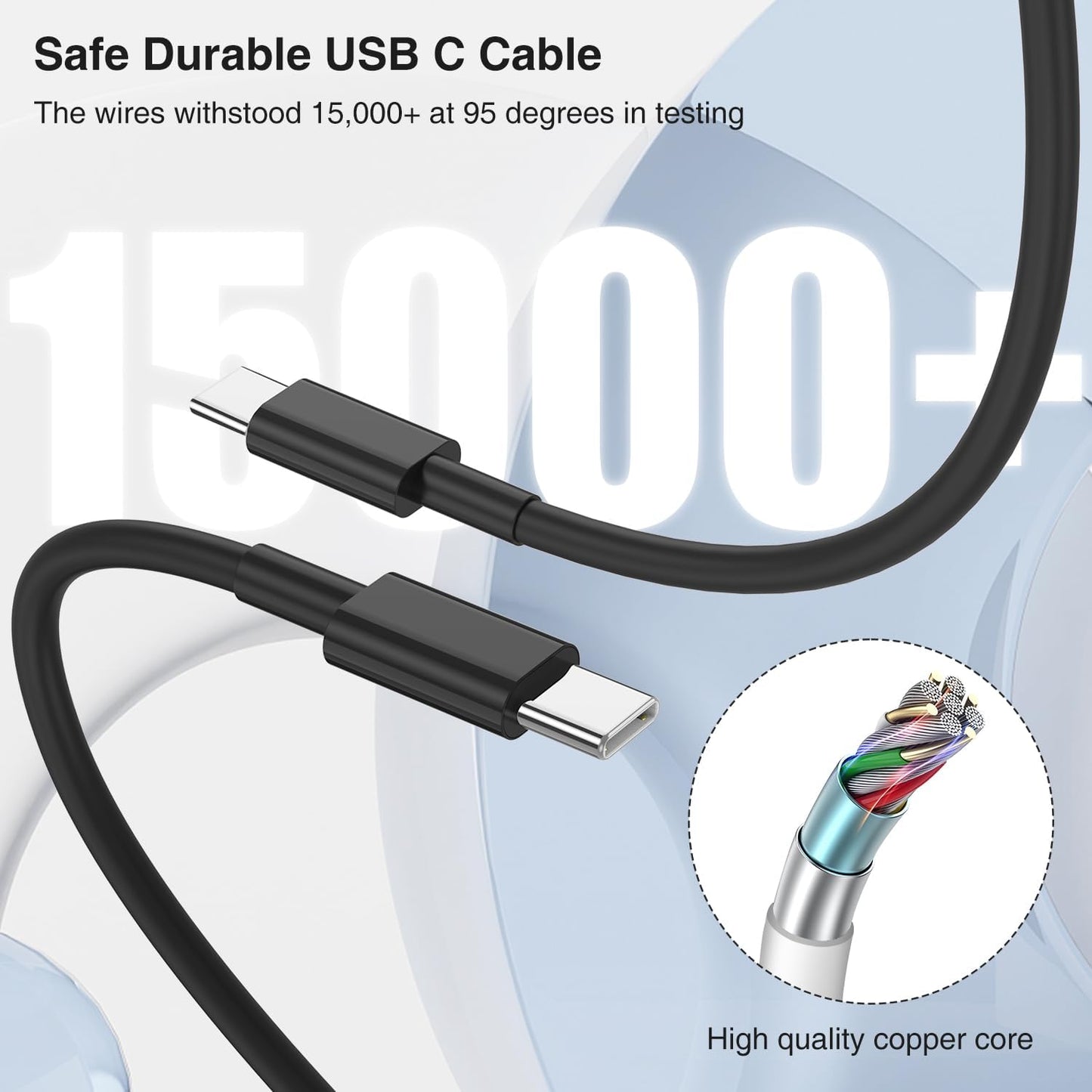 iPhone 16 15 Fast Charger 10ft, USB C Charging Block and Long Type C to C Cable Cord, Wall Plug Power Adapter Cube Brick for Apple 16 Pro Max/16 Pro/15 Plus/15 Pro Max/iPad 12.9/11 inch/Air/Mini-Black