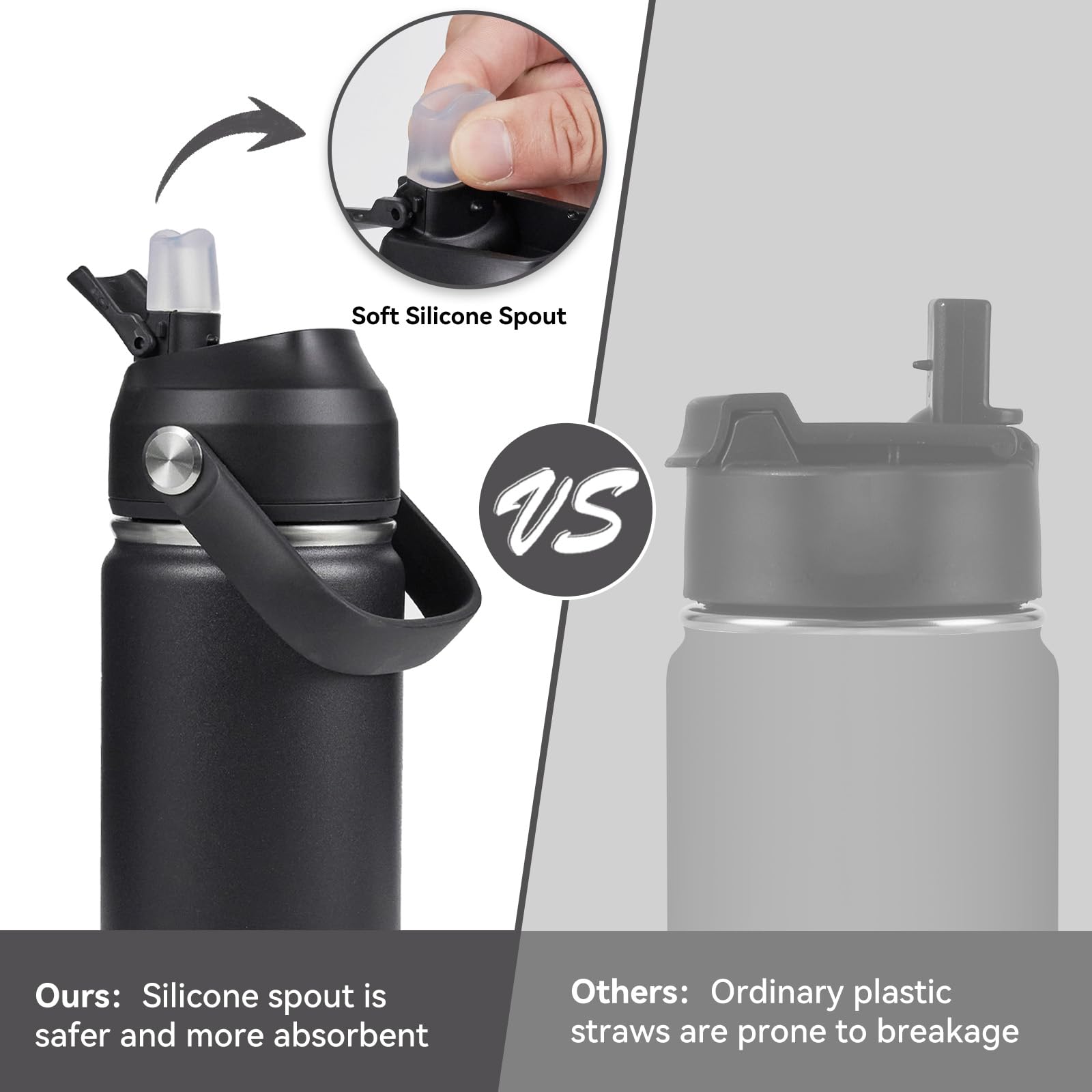 Fijinhom 18oz Insulated Stainless Steel Water Bottle, Wide Mouth Double Wall Vacuum, Silicone
