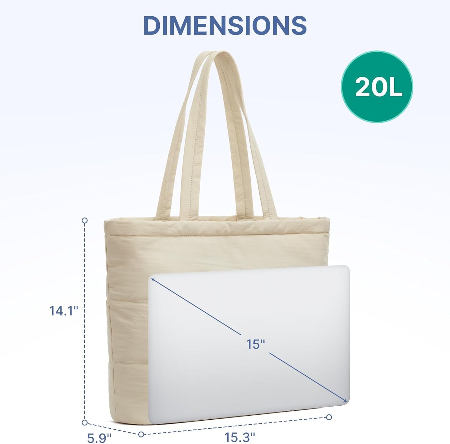 G4Free Tote Bag for Women, Puffer Casual Shoulder Bag with Cup Holder and Laptop Compartment for Travel, Work, Gym