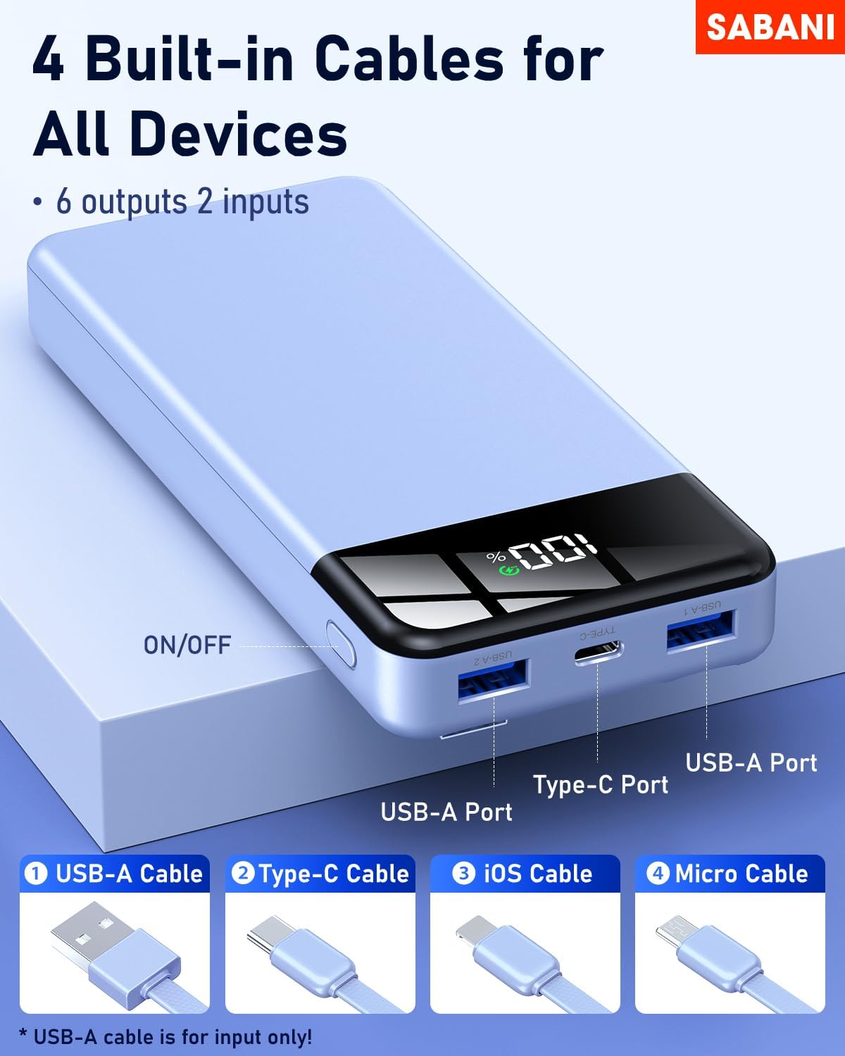 Portable Charger 35000mAh Power Bank - Portable Battery with 4 Built in Cables, 22.5W Fast Charging Battery Pack Compatible with iPhone 16 15 14 13 Samsung Android Phone etc