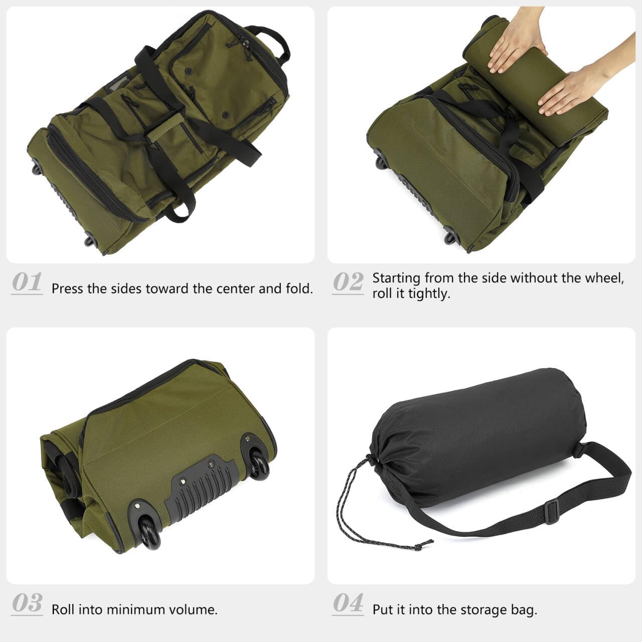 Extra Large Rolling Travel Duffle Bag with Wheels Shoes Compartment Wet Pocket 85-100L Big Expandable Duffel Bag for Men Women Heavy Duty Foldable Collapsible Luggage Camping, Green