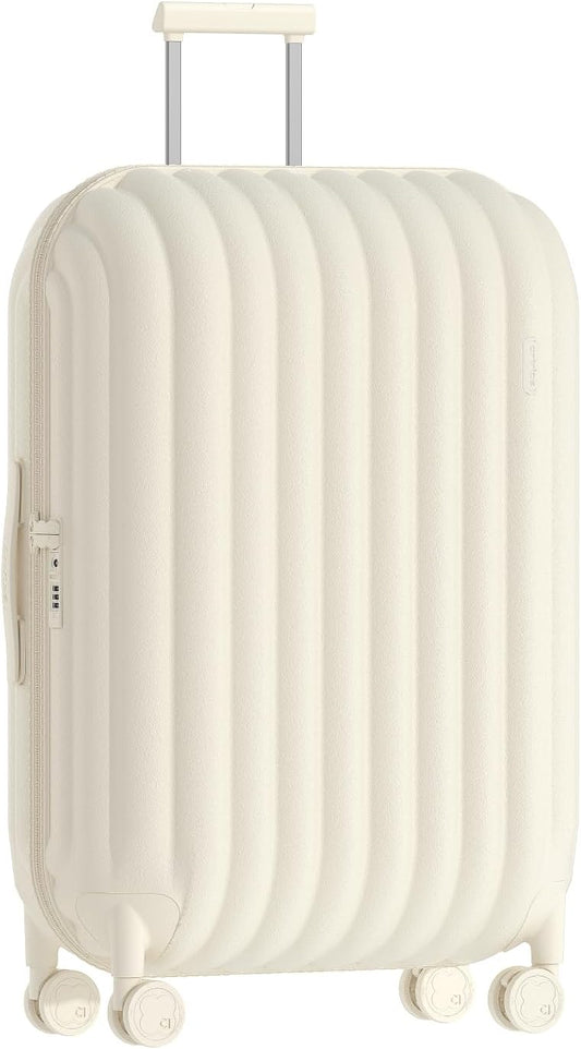 artrips Bread Design 28 inch Suitcase, Lightweight Hardside Luggage with 8 Spinner Wheels, PC TSA Lock, 98L, White