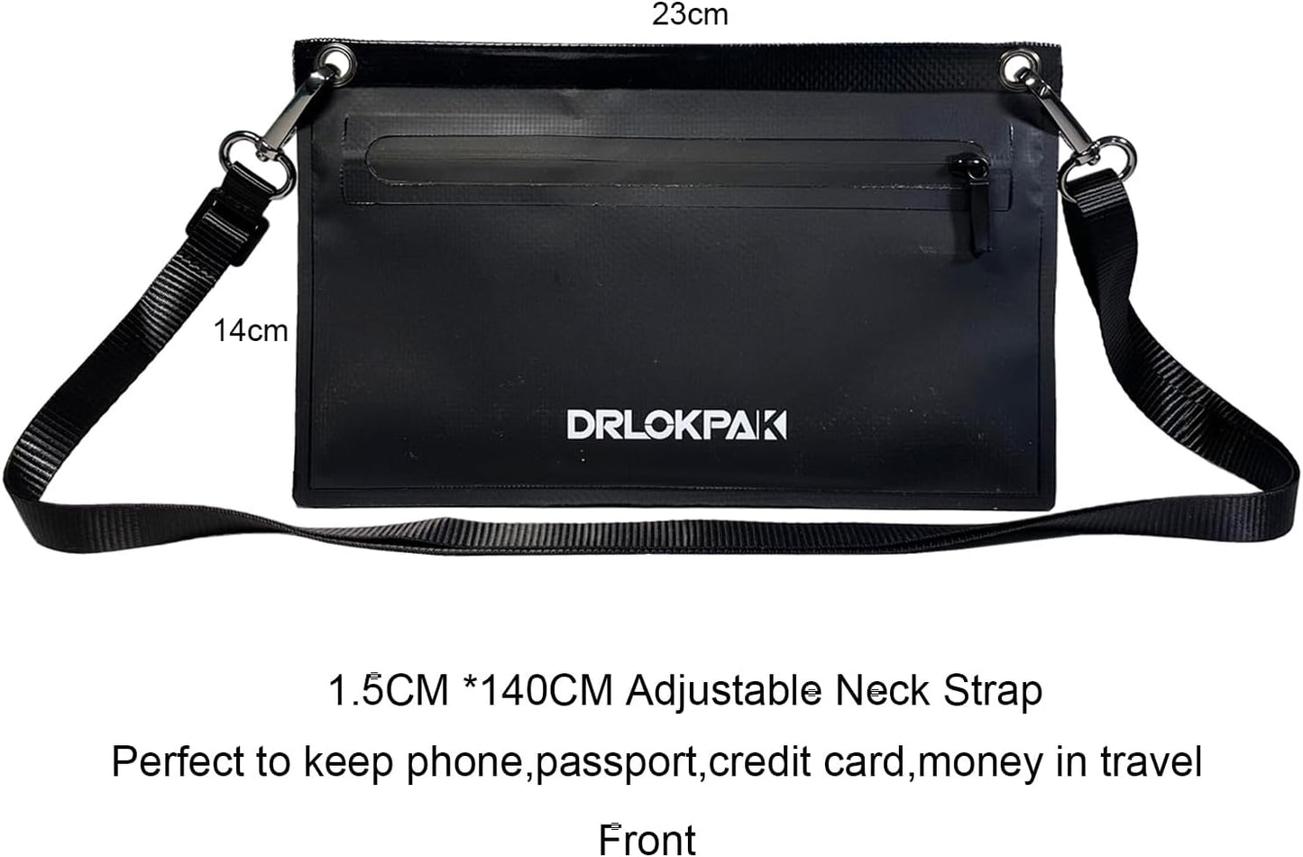 DRLOKPAK Travel Neck Wallet RFID Blocking Passport Holder Pouch Anti-Theft Mini Crossbody Purse HandBag For Phone Passport Credit Card Cash Key ID Ticket
