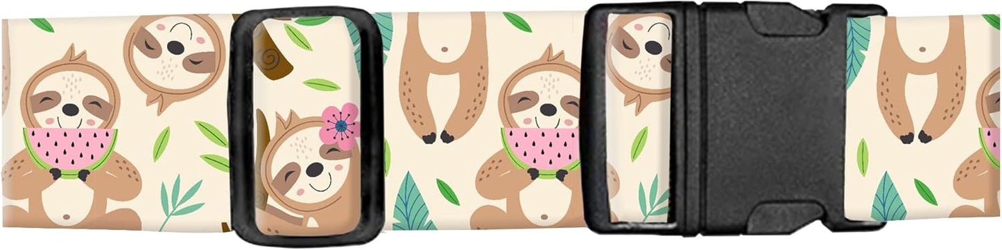Luggage Straps for Suitcases, Adjustable Travel Belt, Durable Wide Luggage Strap, Cute Suitcase Strap Identifiers with Buckle, Bag Straps for Luggage, Cute Sloth
